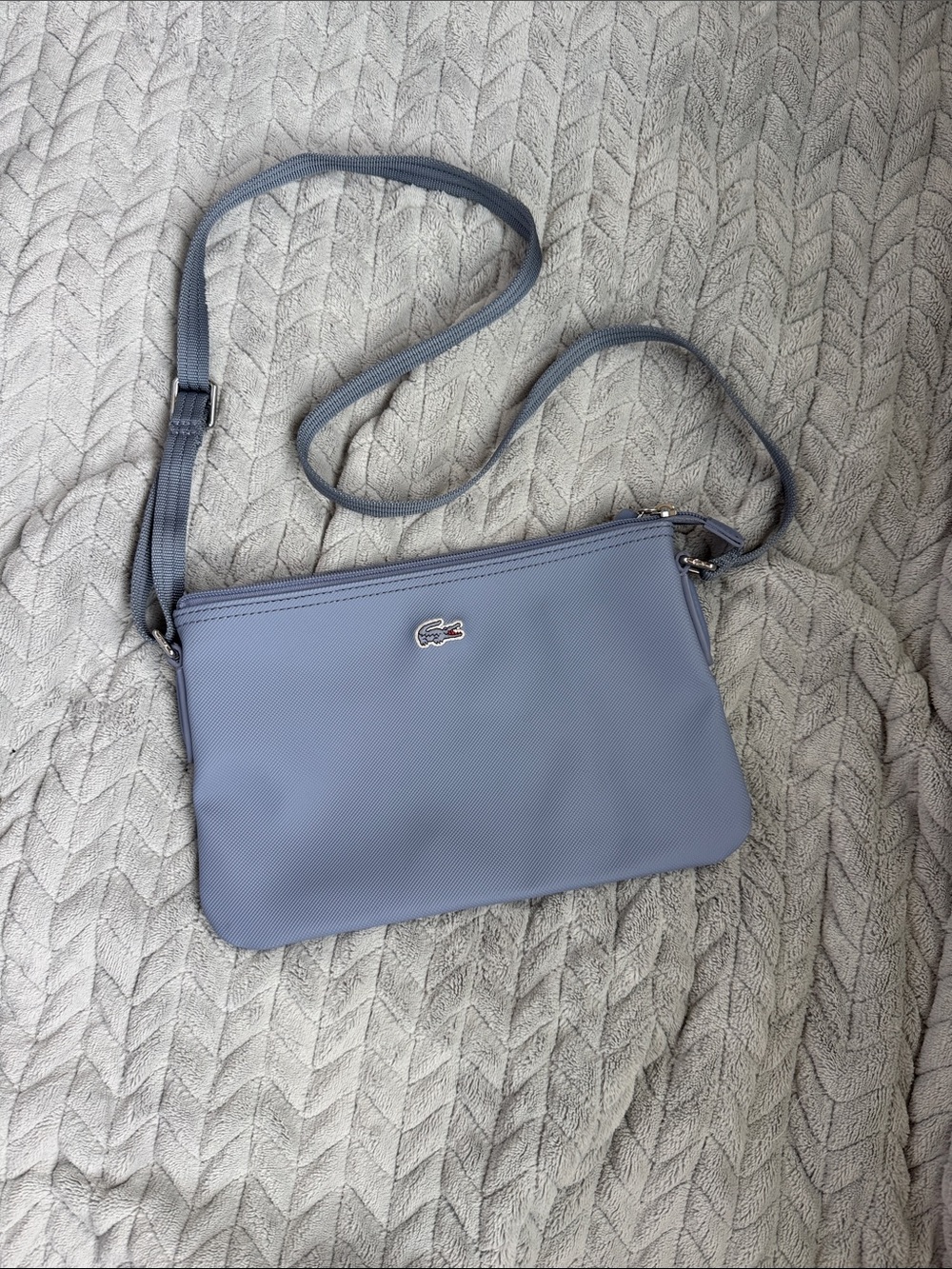 Lacoste Light Blue Textured Crossbody Bag